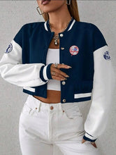 Load image into Gallery viewer, Custom Cropped Varsity Jacket – New York Yankees Jacket
