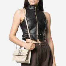 Load image into Gallery viewer, custom womens leather vest in black
