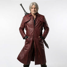 Load image into Gallery viewer, Dante Cosplay Coat In Maroon Leather | DMC5 Costume
