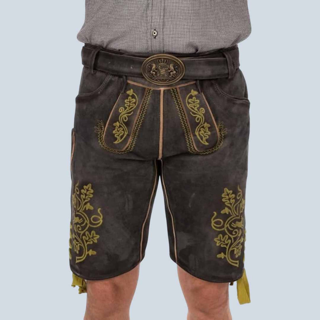 Traditional German Lederhosen Leather Shorts - Oktoberfest Costume for Men