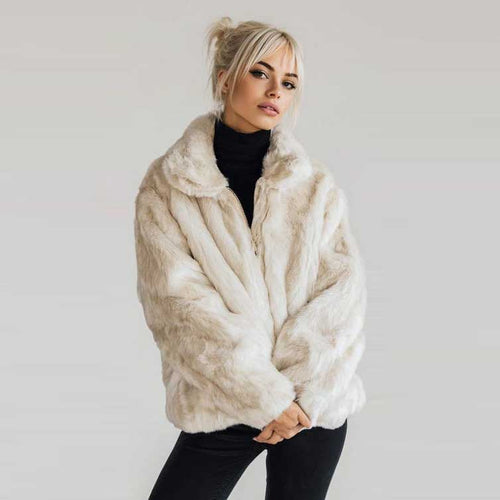 Luxury Beige Cream Mink Fur Coat Designer Style