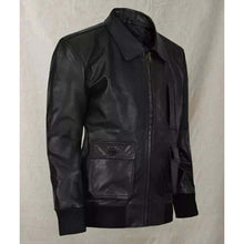 Load image into Gallery viewer, Men Black Lambskin Leather Bomber Jacket with Custom Flight Fit
