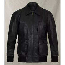 Load image into Gallery viewer, Men Black Lambskin Leather Bomber Jacket with Custom Flight Fit
