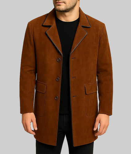 Men Brown Leather Coat