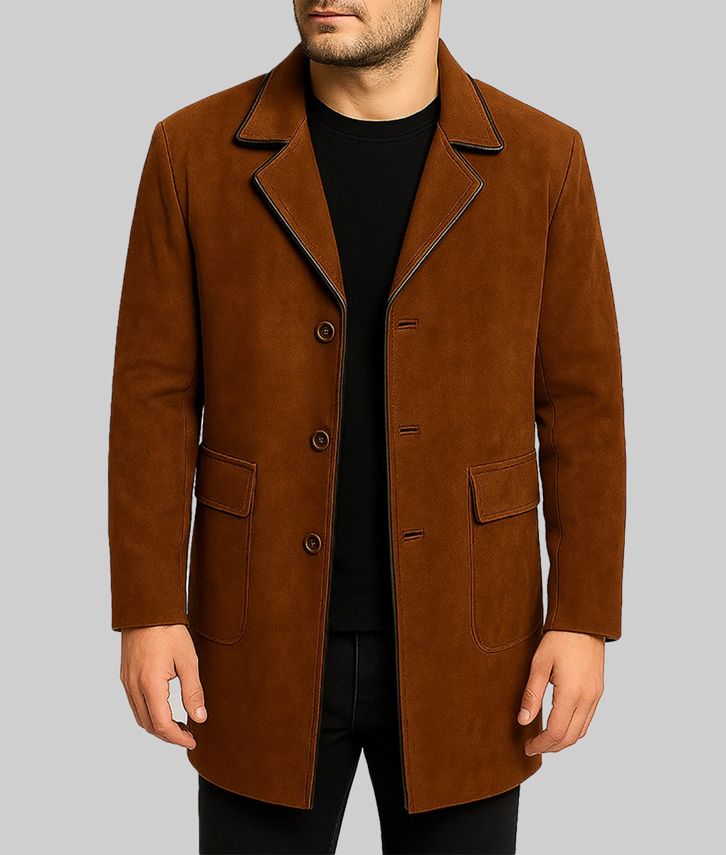 Men Brown Leather Coat