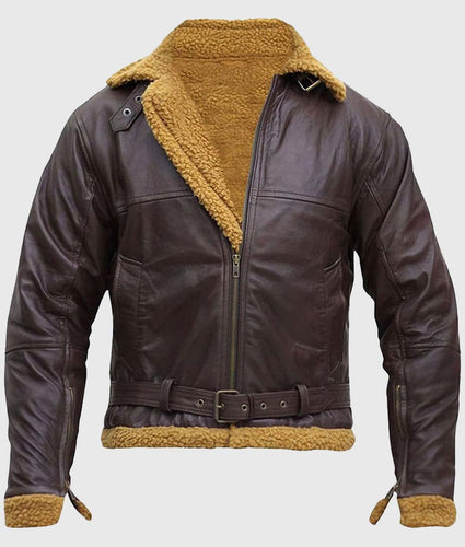 Men Brown Shearling Leather Jacket