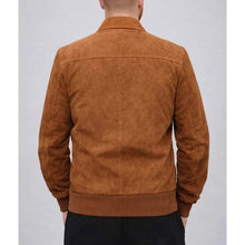 Load image into Gallery viewer, Men Brown Suede Leather Bomber Jacket with Classic Flight Fit
