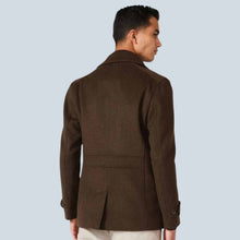 Load image into Gallery viewer, Men Brown Wool Blend Fleece Peacoat
