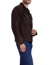 Load image into Gallery viewer, Buy Men Dark Brown Suede Leather Tucker Jacket in UK
