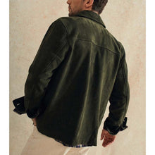 Load image into Gallery viewer, Men Dark Green Suede Leather Shirt Jacket with Custom Tailored Fit
