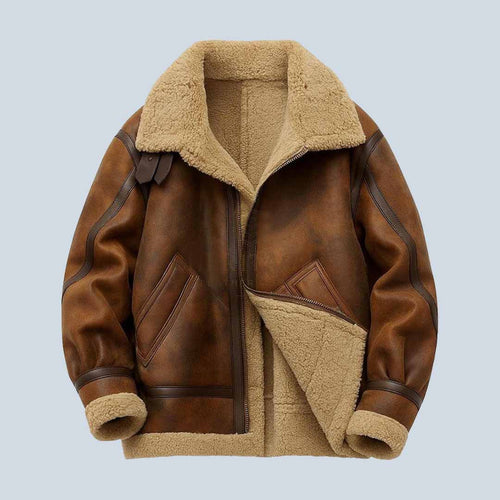Men Distressed Sheepskin Leather B3 Aviator Jacket