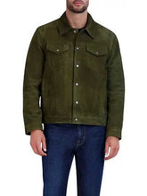 Load image into Gallery viewer, Men Green Suede Leather Tucker Jacket
