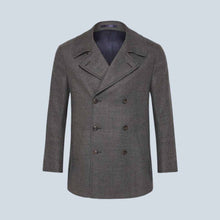 Load image into Gallery viewer, Men Grey Merino Wool Navy Peacoat

