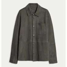 Load image into Gallery viewer, Men Grey Suede Leather Shirt Jacket with Custom Tailored Fit

