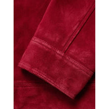Load image into Gallery viewer, Men Red Suede Leather Cafe Racer Jacket with Lightweight Motorcycle Style
