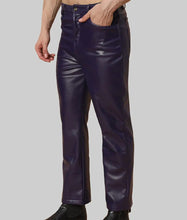 Load image into Gallery viewer, Men Regular Style Purple Leather Pants
