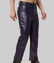 Load image into Gallery viewer, Men Regular Style Purple Leather Pants
