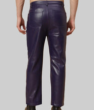 Load image into Gallery viewer, Men Regular Style Purple Leather Pants
