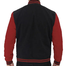 Load image into Gallery viewer, Stylish Men&#39;s Maroon and Black Baseball Varsity Jacket

