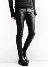 Load image into Gallery viewer, Men’s Black Genuine Leather Motorcycle Pants
