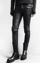 Load image into Gallery viewer, Men’s Black Genuine Leather Motorcycle Pants
