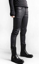 Load image into Gallery viewer, Men’s Black Genuine Leather Motorcycle Pants
