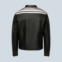 Load image into Gallery viewer, Men’s Black Leather Motorcycle Jacket - Vintage Cafe Racer Jacket
