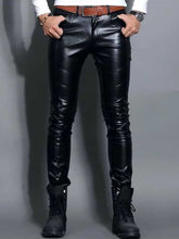 Load image into Gallery viewer, Men’s Black Skin Tight Genuine Leather Pants
