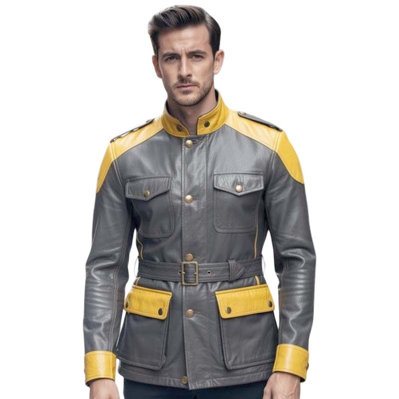 Military Leather Field Jacket Men | Premium Cowhide Style