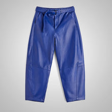 Load image into Gallery viewer, Men’s Blue Genuine Sheepskin Leather Biker Pants
