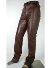 Load image into Gallery viewer, Men’s Brown Genuine Leather Pants Trouser
