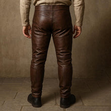 Load image into Gallery viewer, Mens Brown Lace Up Leather Pants

