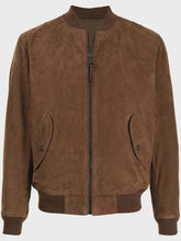Load image into Gallery viewer, Men's Brown Suede Leather Bomber Jacket With Vintage Aviator Style Flight Coat
