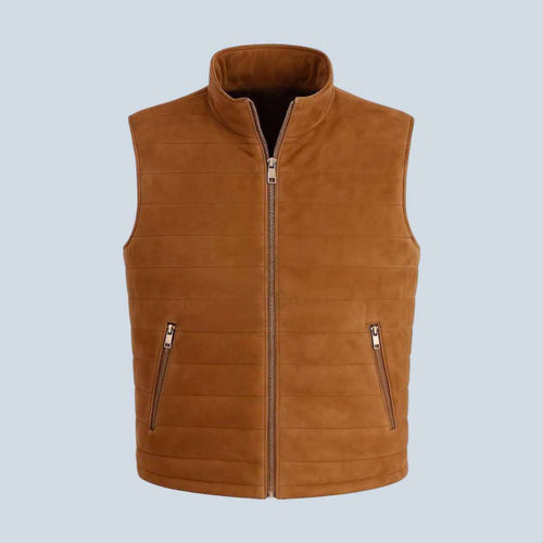 Men’s Brown Suede Puffer Vest