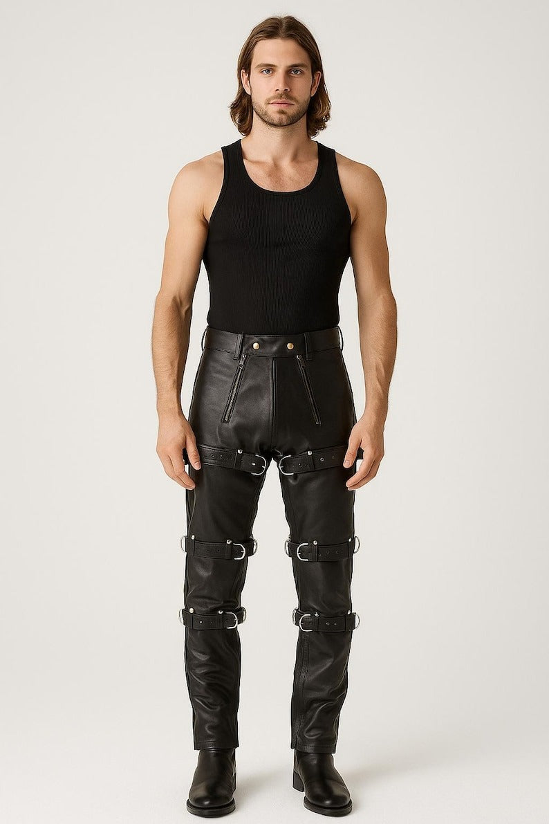 Men’s Genuine Sheep Leather Pants - Tailored Biker & Party Trousers