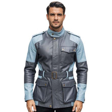 Load image into Gallery viewer, Men's Leather Field Jacket In Gray Blue | Premium Fit
