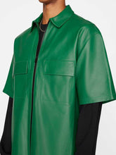 Load image into Gallery viewer, Men&#39;s Green Leather Half Sleeve Shirt - Glory Store UK
