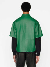 Load image into Gallery viewer, Men&#39;s Green Leather Half Sleeve Shirt - Glory Store UK
