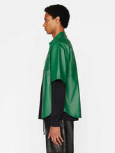 Load image into Gallery viewer, Men&#39;s Green Leather Half Sleeve Shirt - Glory Store UK
