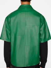 Load image into Gallery viewer, Men&#39;s Green Leather Half Sleeve Shirt - Glory Store UK
