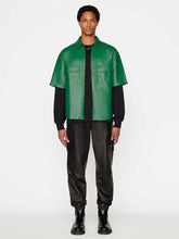 Load image into Gallery viewer, Men&#39;s Green Leather Half Sleeve Shirt - Glory Store UK
