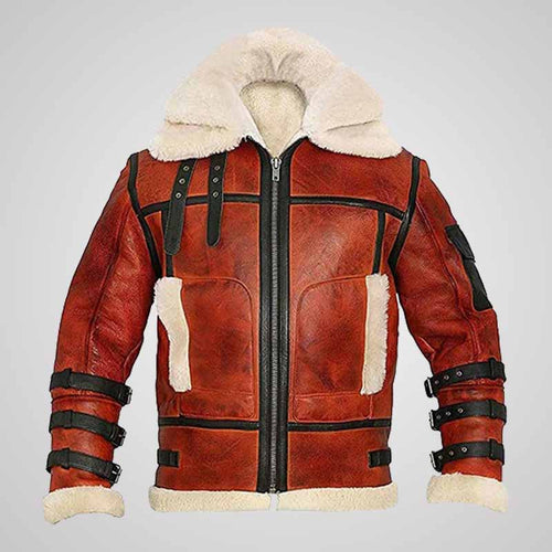 Men’s Two-Tone Waxed RAF B6 Sheepskin Aviator Bomber Jacket