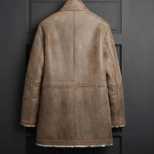 Load image into Gallery viewer, Men's Brown Sheepskin Shearling Long Coat With Detachable Hood in Winter Style

