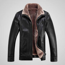 Load image into Gallery viewer, Men’s Winter Leather Jacket - Faux Sheepskin Lined Jacket
