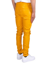 Load image into Gallery viewer, Mens Yellow Leather Jeans with Five Pockets
