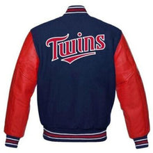 Load image into Gallery viewer, Minnesota Twins Blue and Red Letterman Varsity Jacket
