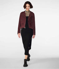 Load image into Gallery viewer, Women&#39;s Maroon Suede Biker Leather Jacket
