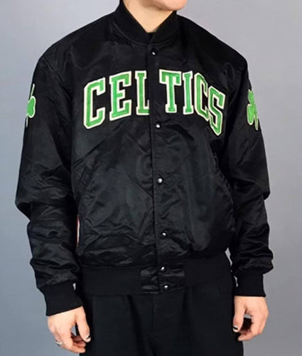 Peter Men Black Celtics Satin Jacket