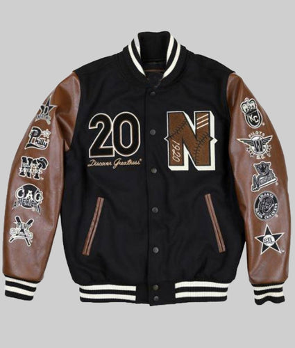 Peter Men Brown Varsity Jacket