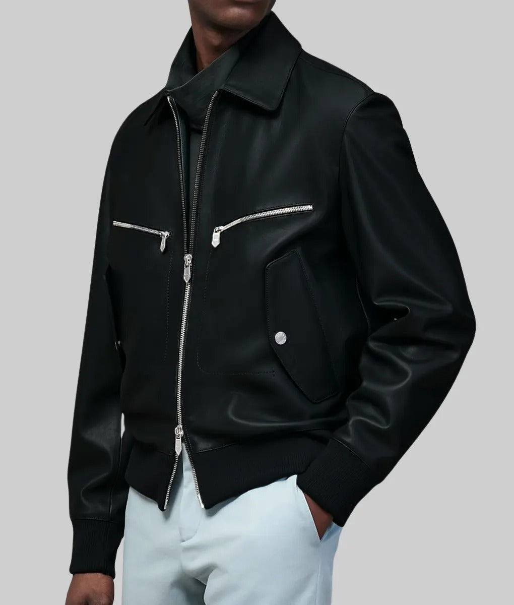 Sam Men Black Leather Jacket